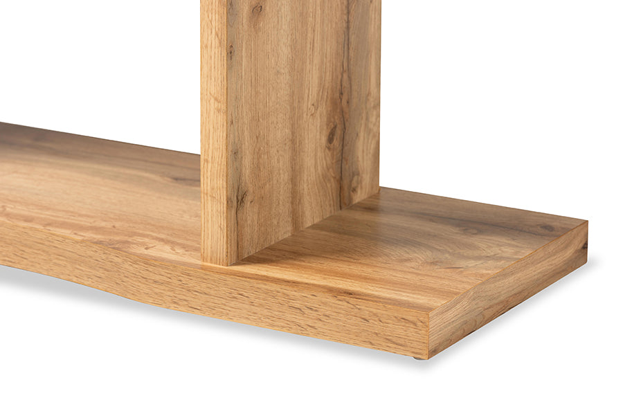 Baxton Studio Otis Modern and Contemporary Oak Brown Finished Wood 3-Drawer Console Table