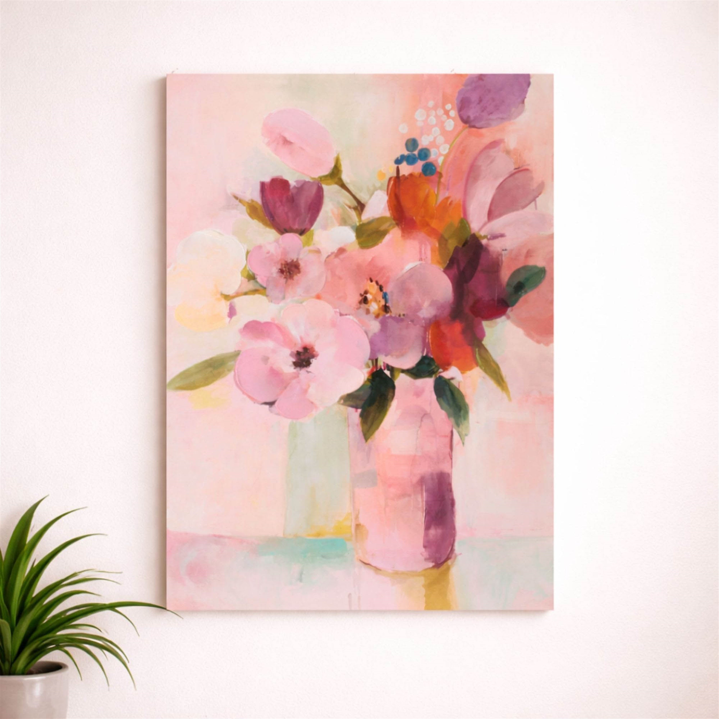 Canvas Floral Vase Print 31.5"H