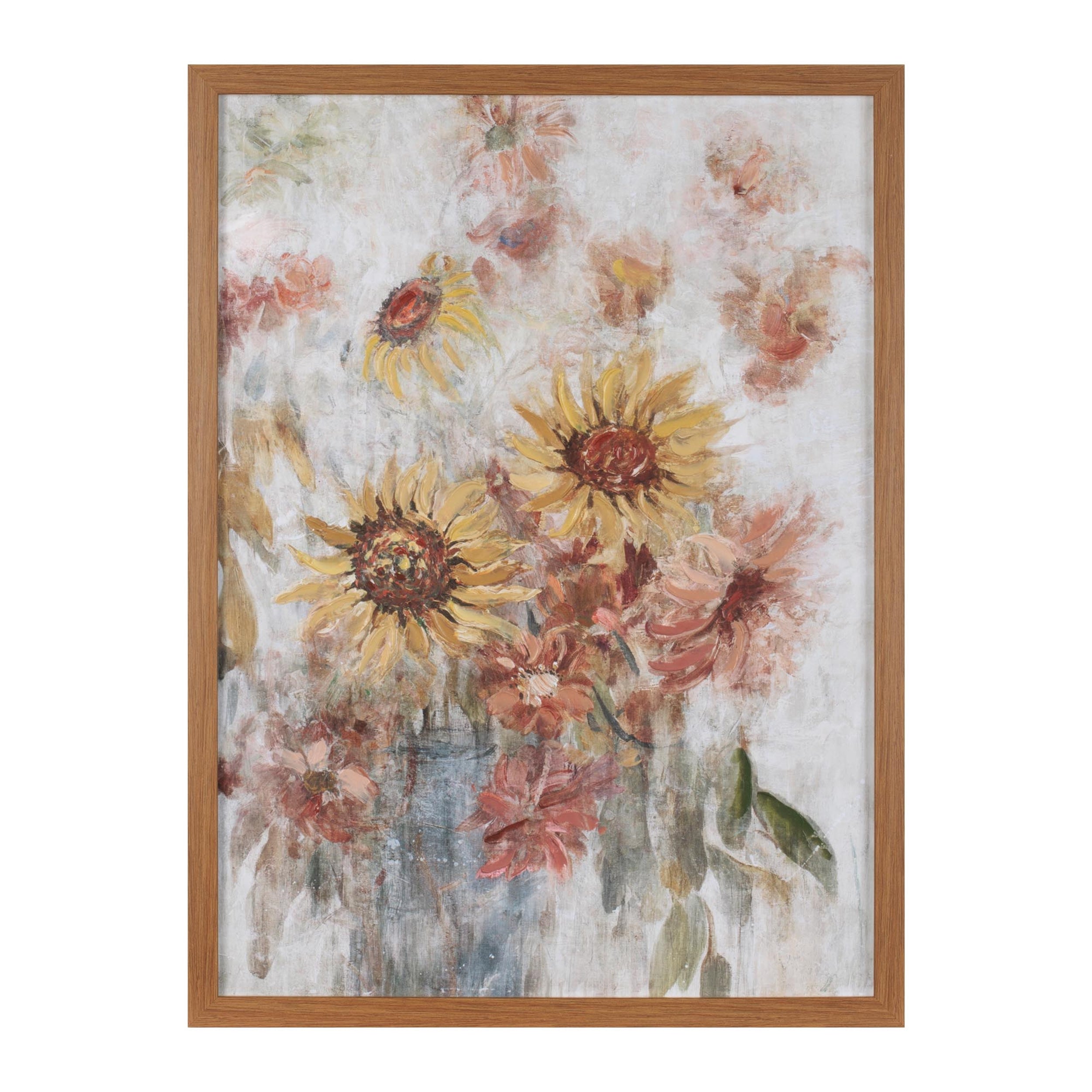 Framed Sunflower Floral Wall Art Print 24"H