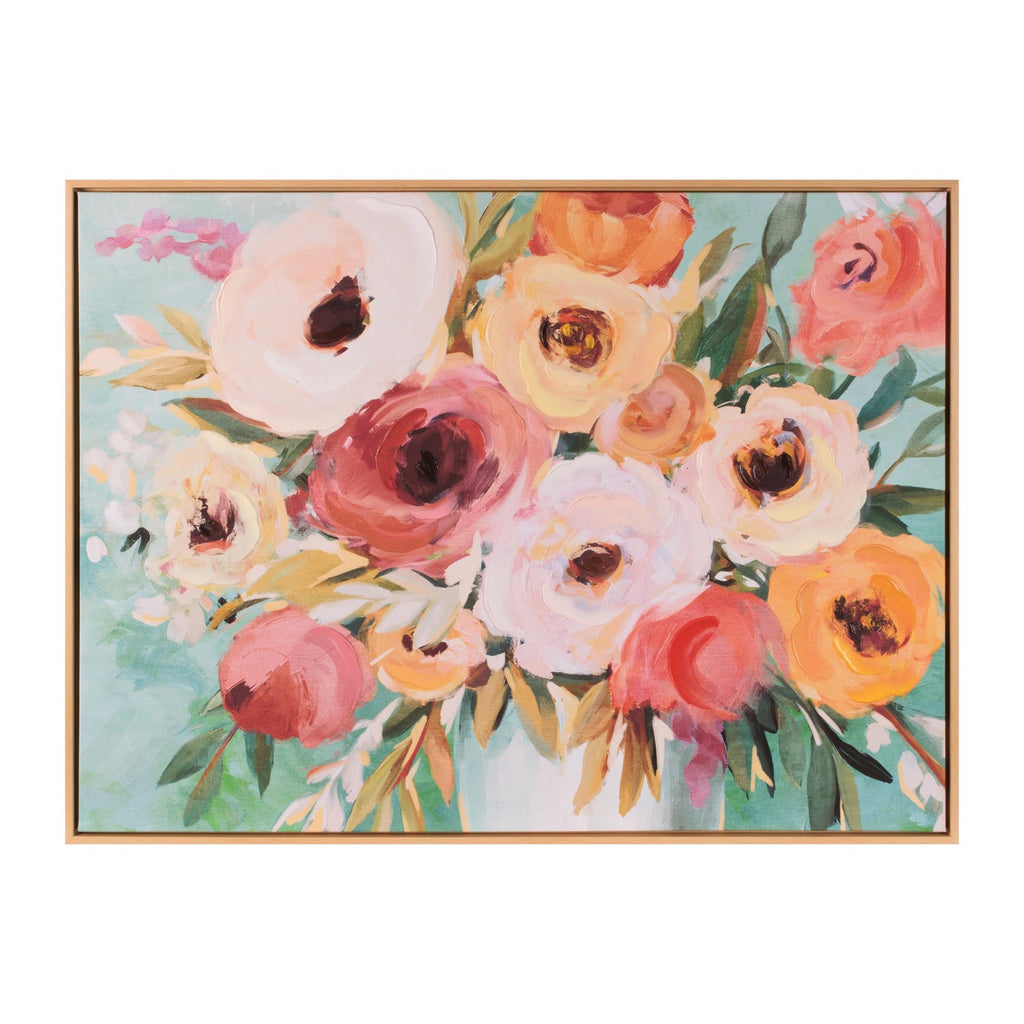 Framed Colorful Floral Bouquet Canvas Wall Art 32.5"L