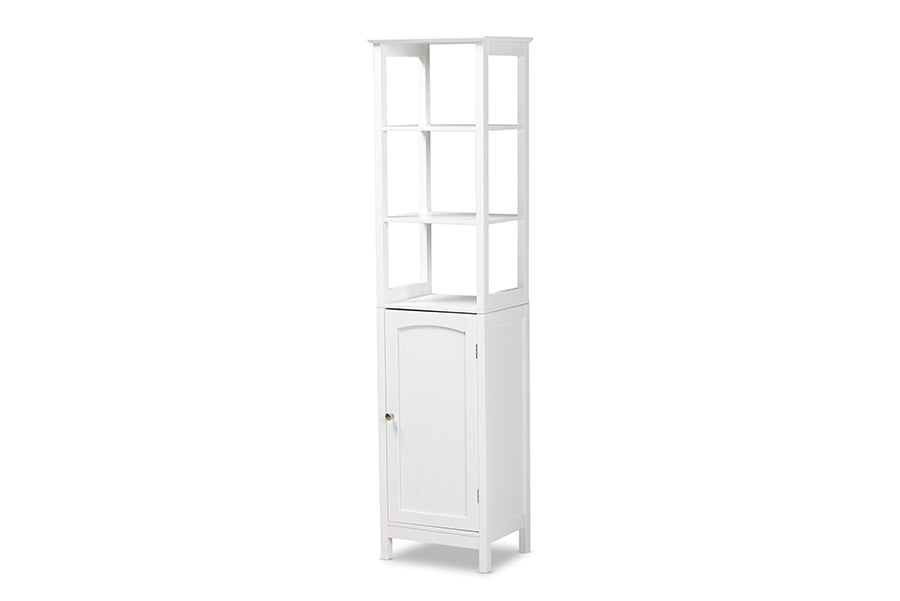 Baxton Studio Beltran Modern and Contemporary White Finished Wood Bathroom Storage Cabinet