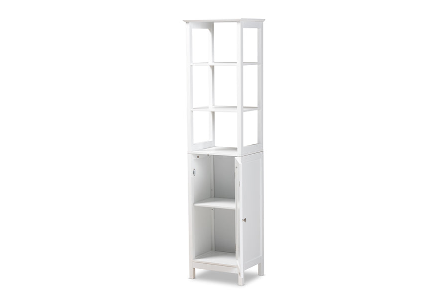Baxton Studio Beltran Modern and Contemporary White Finished Wood Bathroom Storage Cabinet