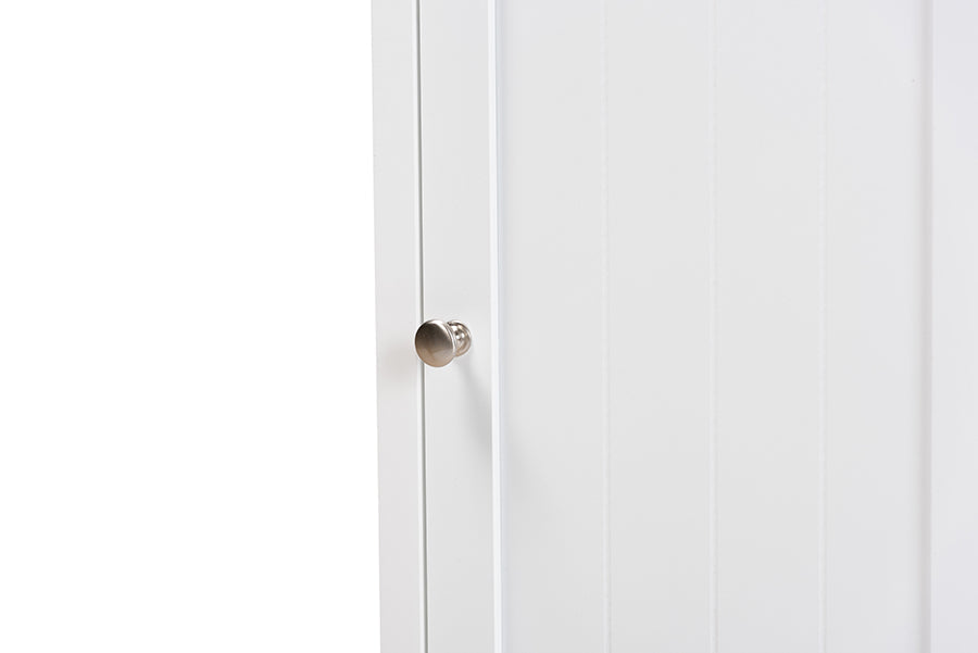Baxton Studio Beltran Modern and Contemporary White Finished Wood Bathroom Storage Cabinet