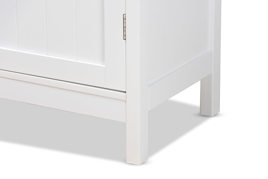 Baxton Studio Beltran Modern and Contemporary White Finished Wood Bathroom Storage Cabinet