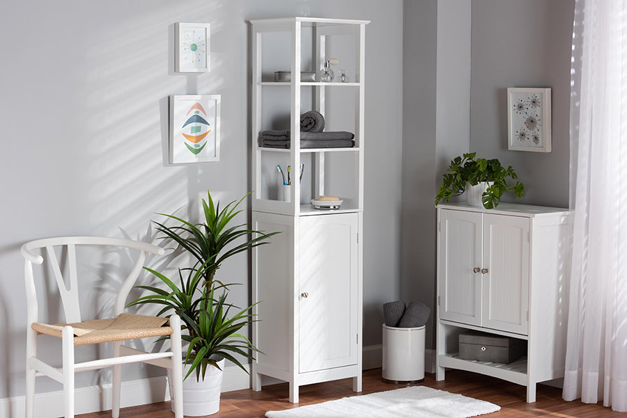 Baxton Studio Beltran Modern and Contemporary White Finished Wood Bathroom Storage Cabinet