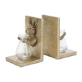 Rabbit Bookends with Glass Vase (Set of 2)