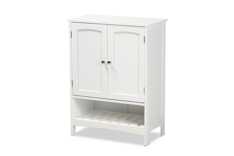 Baxton Studio Jaela Modern and Contemporary White Finished Wood 2-Door Bathroom Storage Cabinet