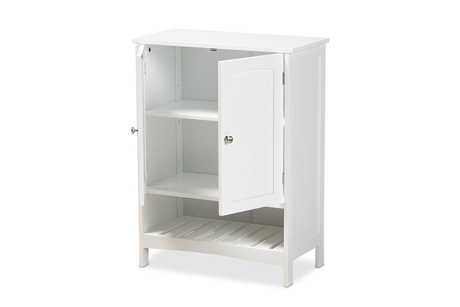 Baxton Studio Jaela Modern and Contemporary White Finished Wood 2-Door Bathroom Storage Cabinet