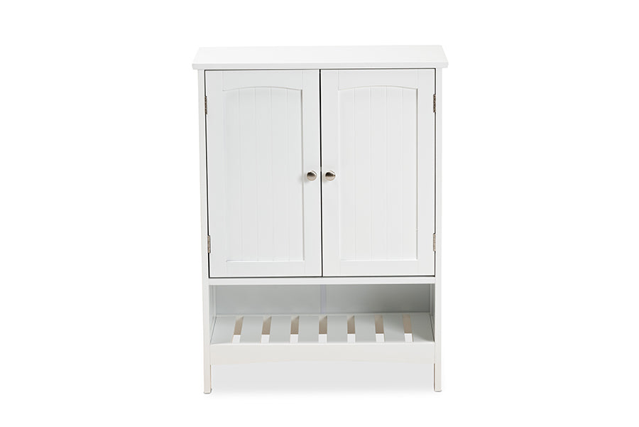 Baxton Studio Jaela Modern and Contemporary White Finished Wood 2-Door Bathroom Storage Cabinet