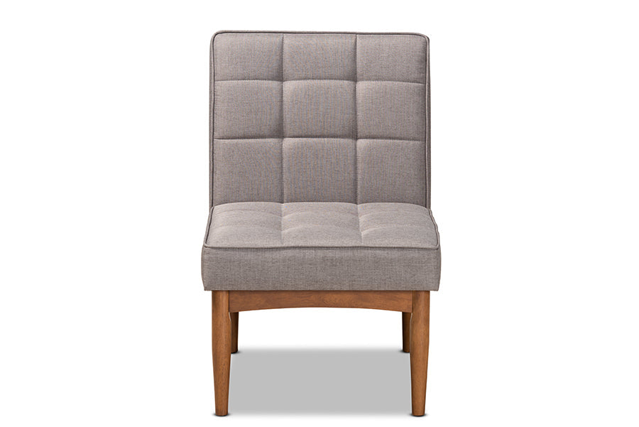 Baxton Studio Sanford Mid-Century Modern Grey Fabric Upholstered and Walnut Brown Finished Wood Dining Chair