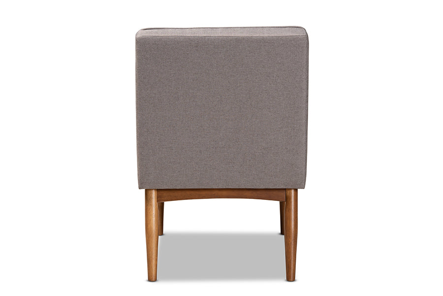 Baxton Studio Sanford Mid-Century Modern Grey Fabric Upholstered and Walnut Brown Finished Wood Dining Chair