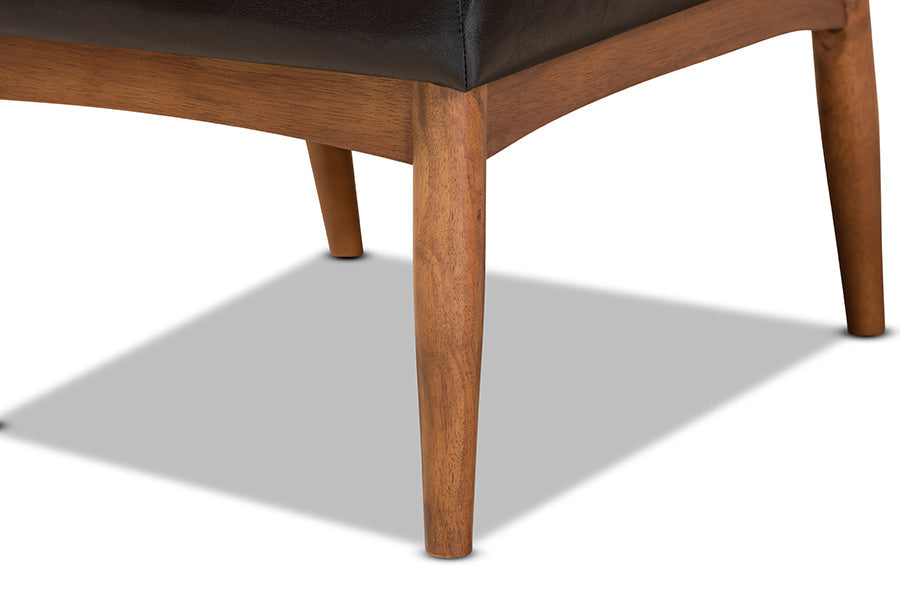 Baxton Studio Sanford Mid-Century Modern Dark Brown Faux Leather Upholstered and Walnut Brown Finished Wood Dining Chair