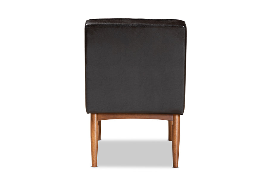 Baxton Studio Daymond Mid-Century Modern Dark Brown Faux Leather Upholstered and Walnut Brown Finished Wood Dining Chair