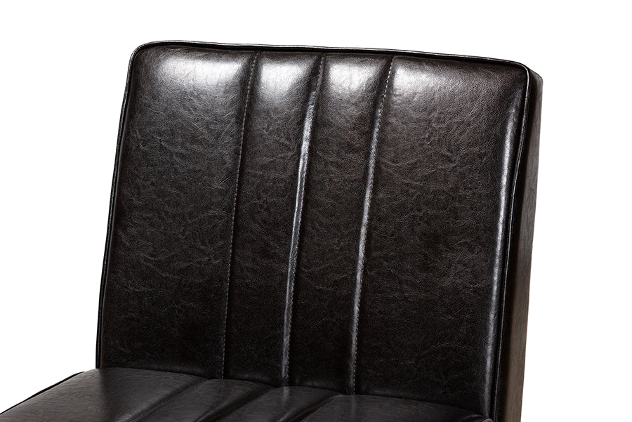 Baxton Studio Daymond Mid-Century Modern Dark Brown Faux Leather Upholstered and Walnut Brown Finished Wood Dining Chair