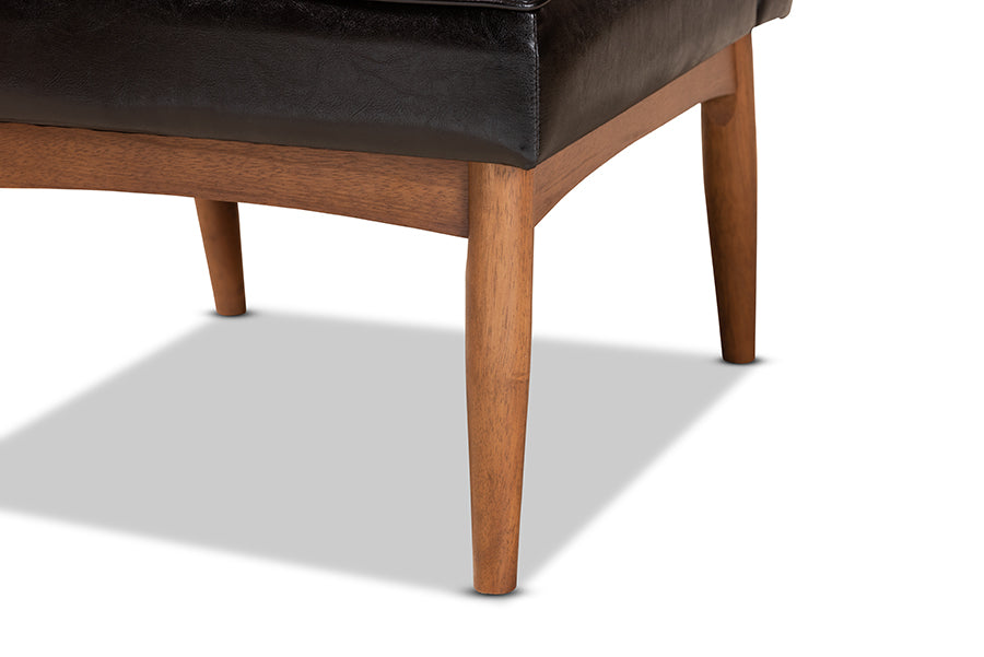 Baxton Studio Daymond Mid-Century Modern Dark Brown Faux Leather Upholstered and Walnut Brown Finished Wood Dining Chair