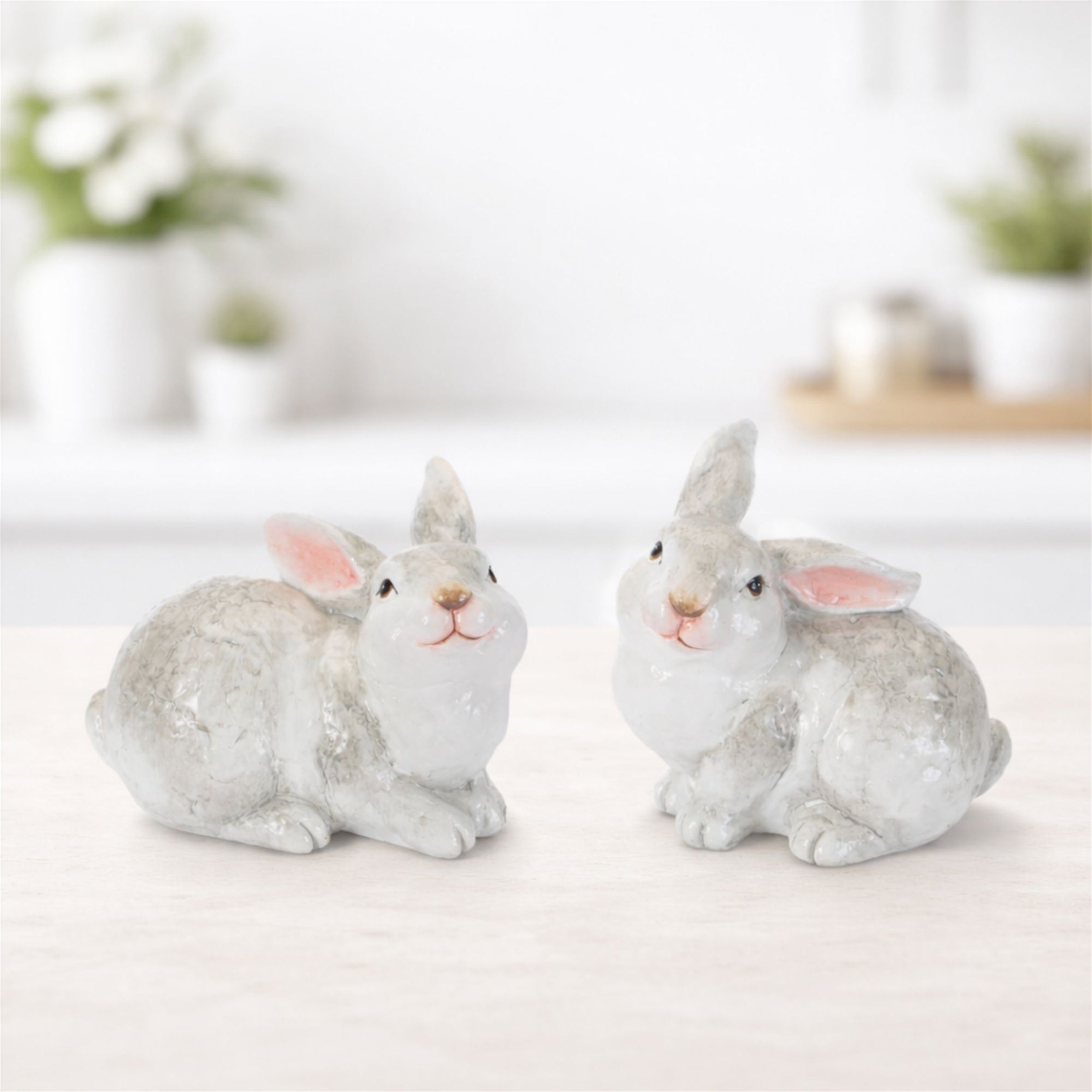 White Terra Cotta Rabbit (Set of 2)