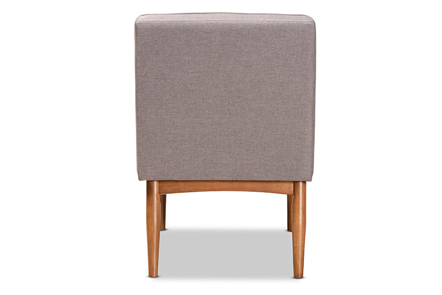 Baxton Studio Riordan Mid-Century Modern Grey Fabric Upholstered and Walnut Brown Finished Wood Dining Chair