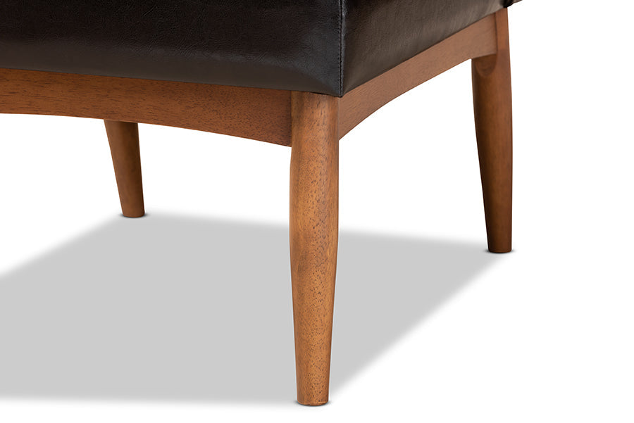Baxton Studio Riordan Mid-Century Modern Dark Brown Faux Leather Upholstered and Walnut Brown Finished Wood Dining Chair