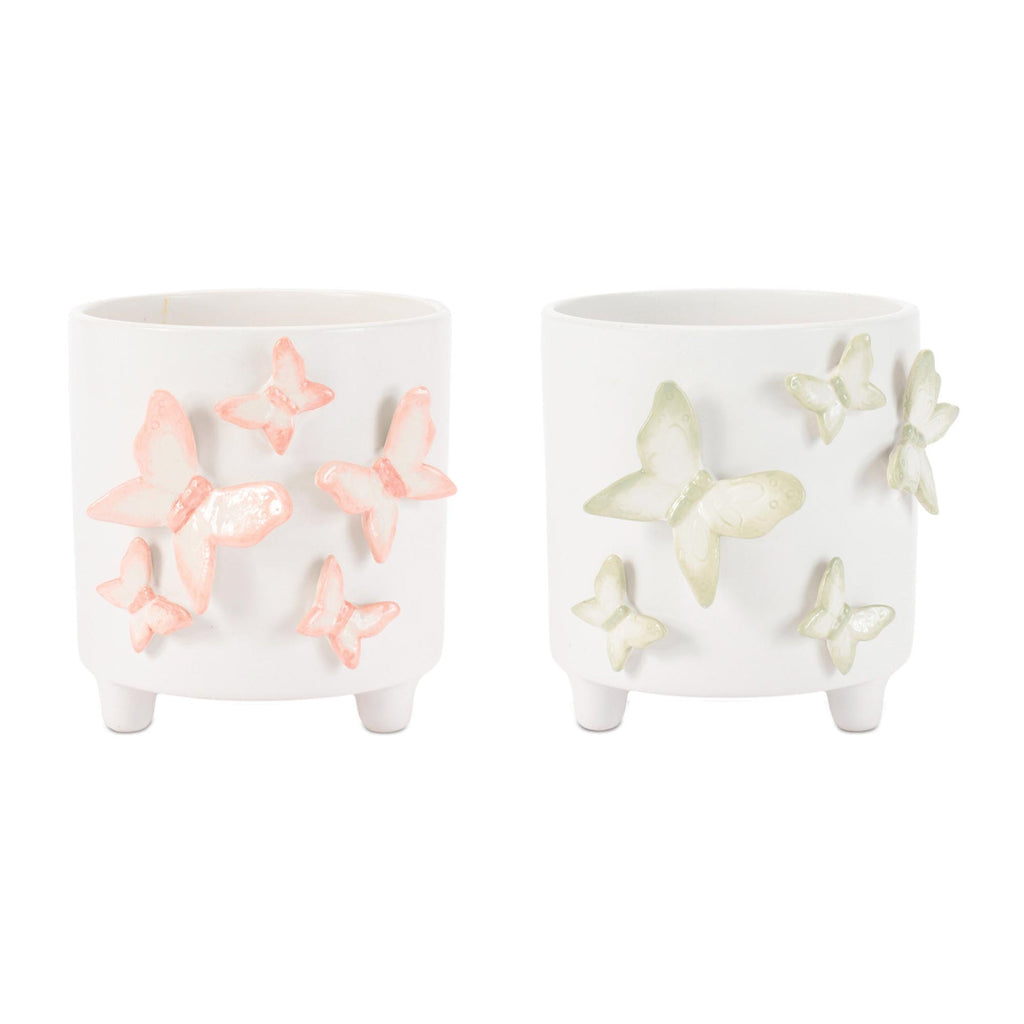 Butterfly Accent Dolomite Planter (Set of 2)
