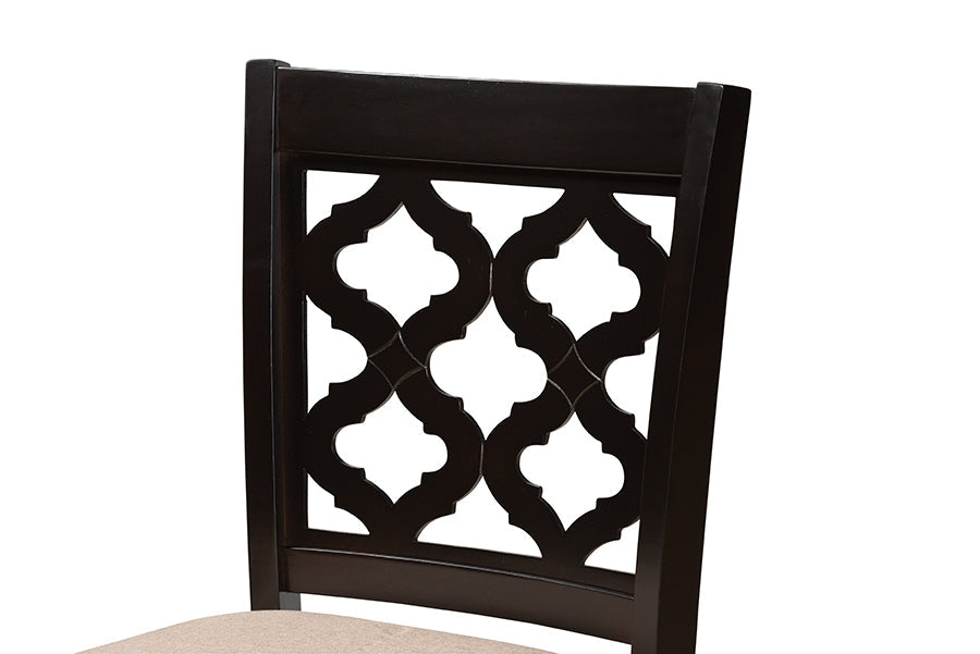 Baxton Studio Ramiro Modern and Contemporary Transitional Sand Fabric Upholstered and Dark Brown Finished Wood 2-Piece Counter Stool Set