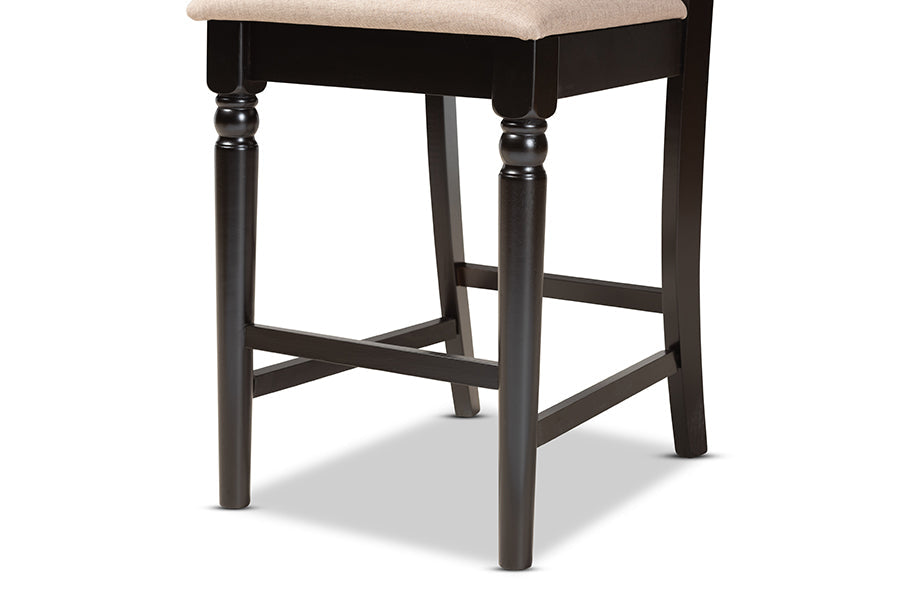 Baxton Studio Ramiro Modern and Contemporary Transitional Sand Fabric Upholstered and Dark Brown Finished Wood 2-Piece Counter Stool Set