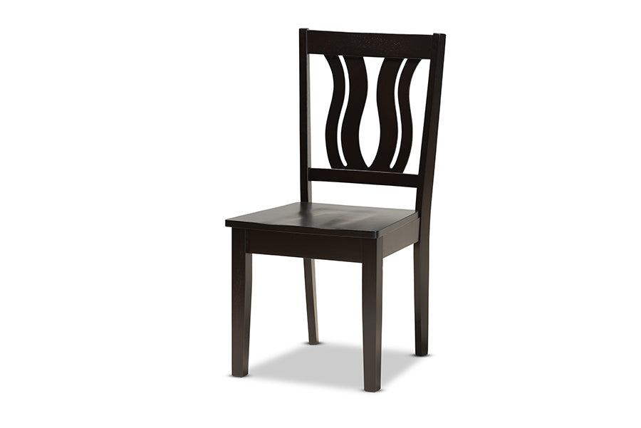 Baxton Studio Anesa Modern and Contemporary Transitional Dark Brown Finished Wood 5-Piece Dining Set
