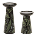 Ceramic Botanical Print Candle Holders (Set of 2)
