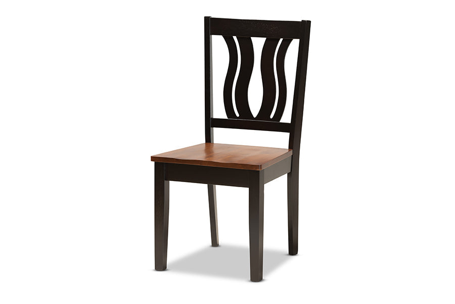 Baxton Studio Anesa Modern and Contemporary Transitional Two-Tone Dark Brown and Walnut Brown Finished Wood 5-Piece Dining Set