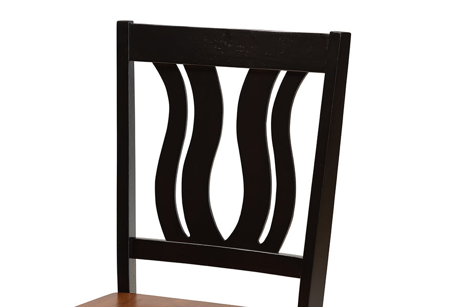 Baxton Studio Anesa Modern and Contemporary Transitional Two-Tone Dark Brown and Walnut Brown Finished Wood 5-Piece Dining Set