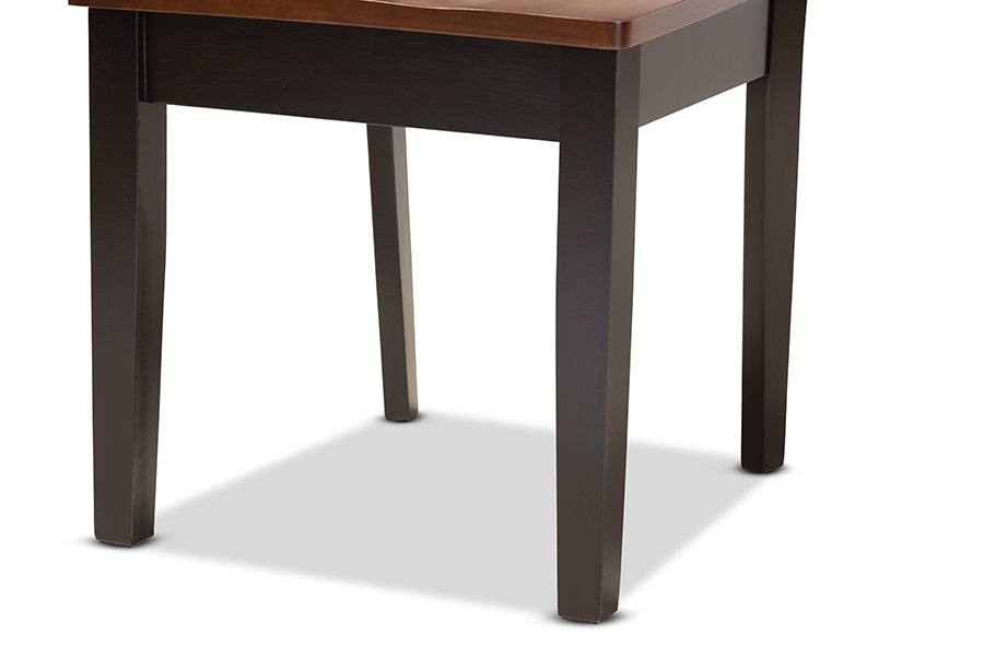 Baxton Studio Anesa Modern and Contemporary Transitional Two-Tone Dark Brown and Walnut Brown Finished Wood 5-Piece Dining Set