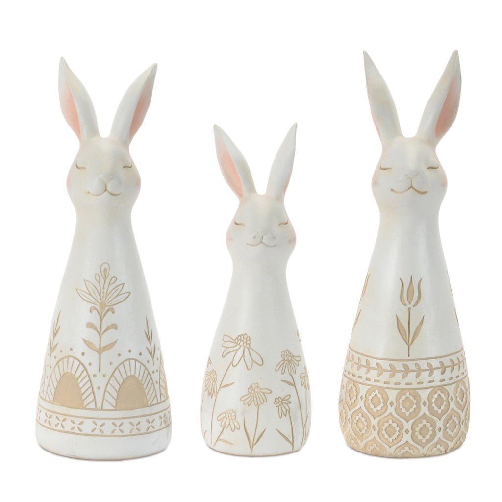Ornate Floral Pattern Rabbit (Set of 3)