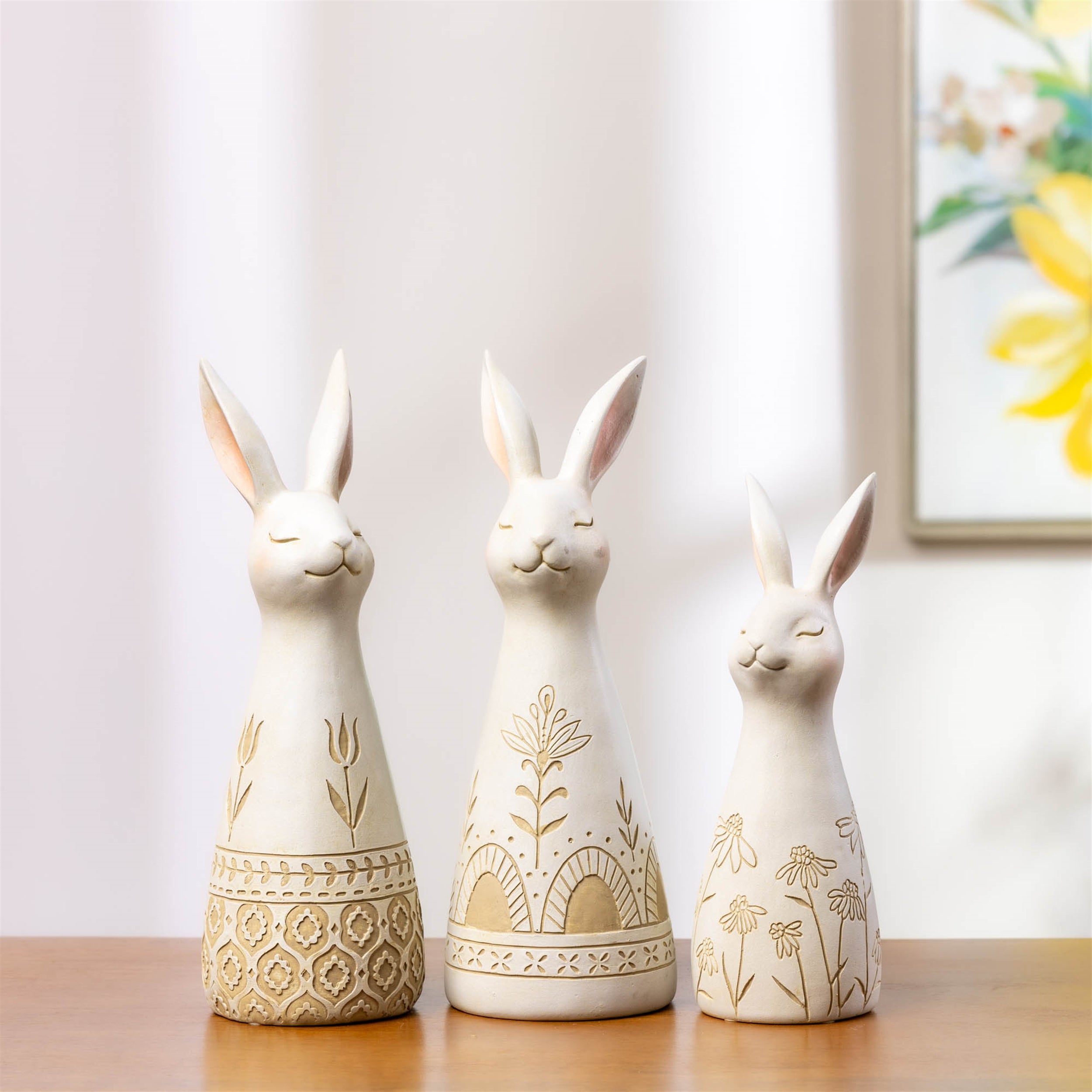 Ornate Floral Pattern Rabbit (Set of 3)