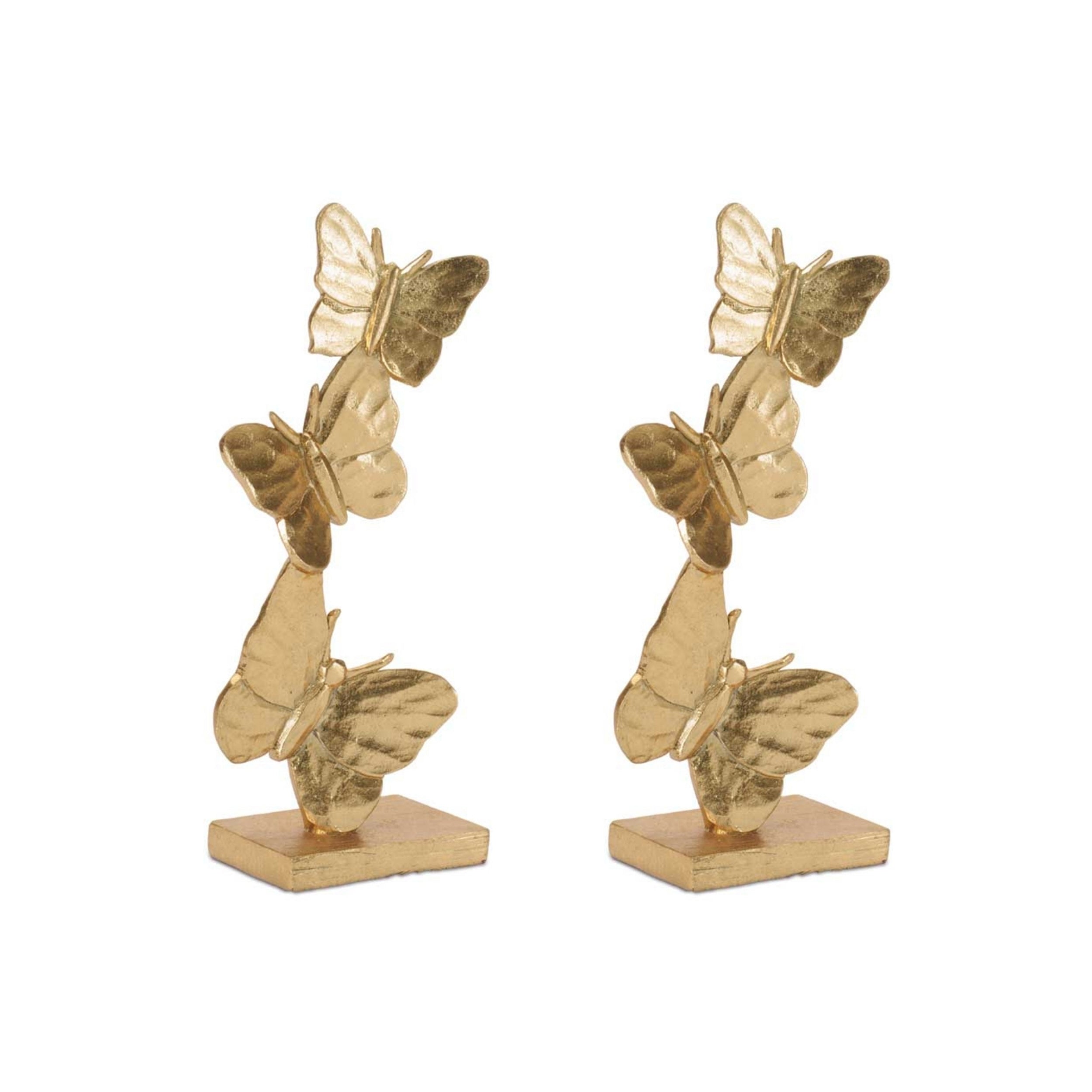 Gold Stacked Butterfly DŽcor (Set of 2)