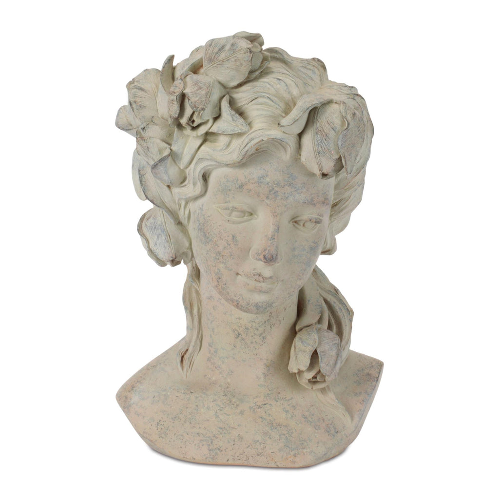 Floral Woman Bust Planter 10.5"H