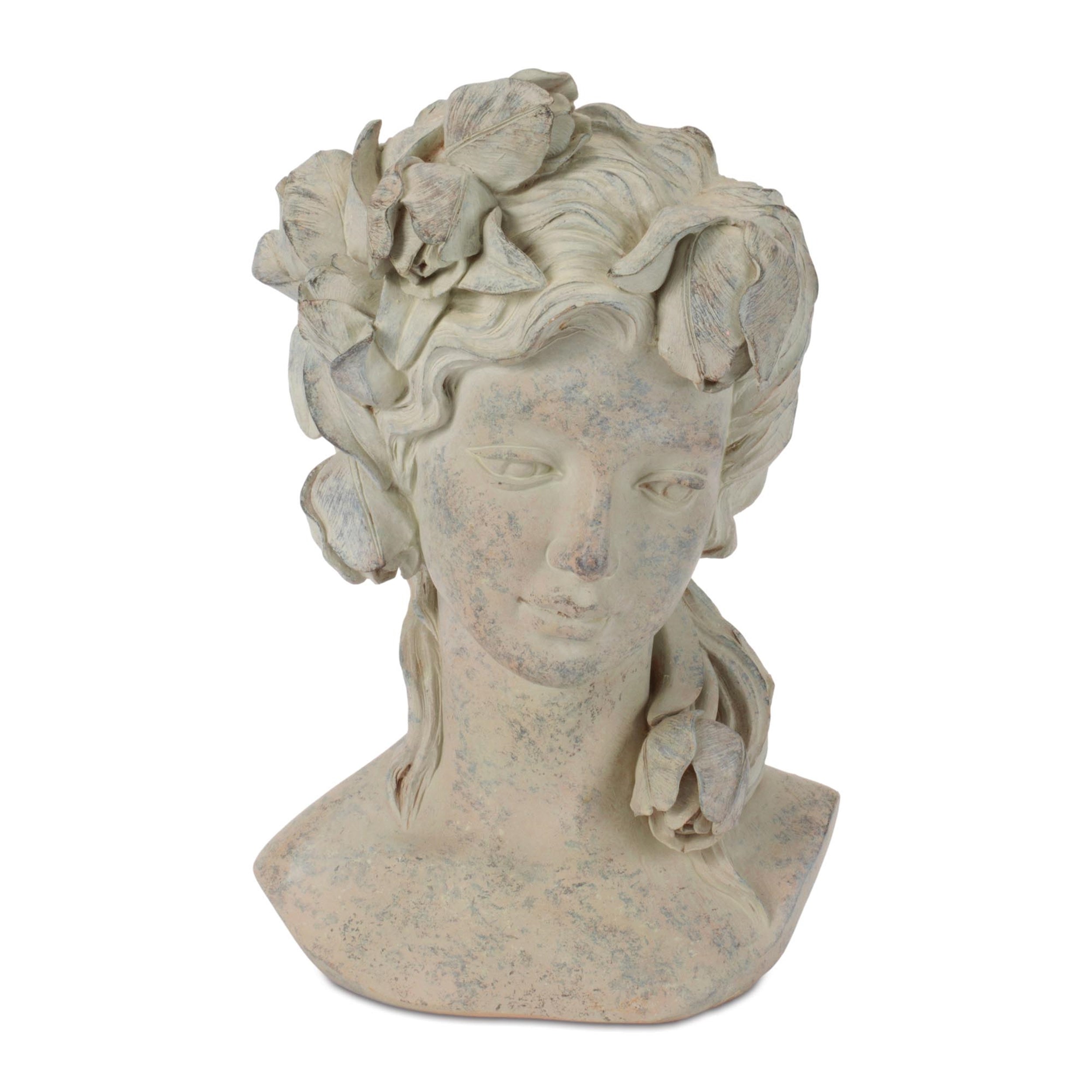 Floral Woman Bust Planter 10.5"H