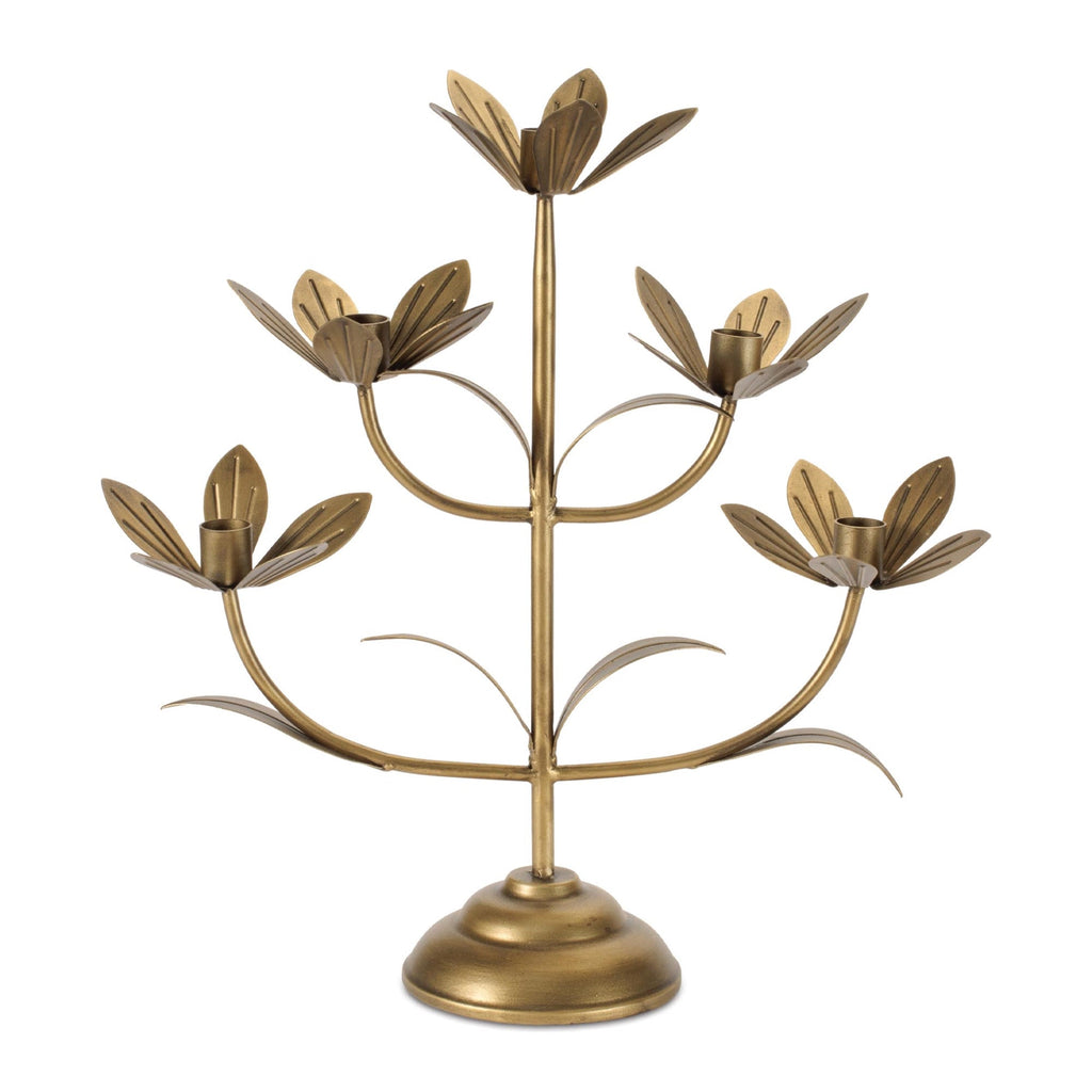Sculpted Floral Candelabra 16.75"H