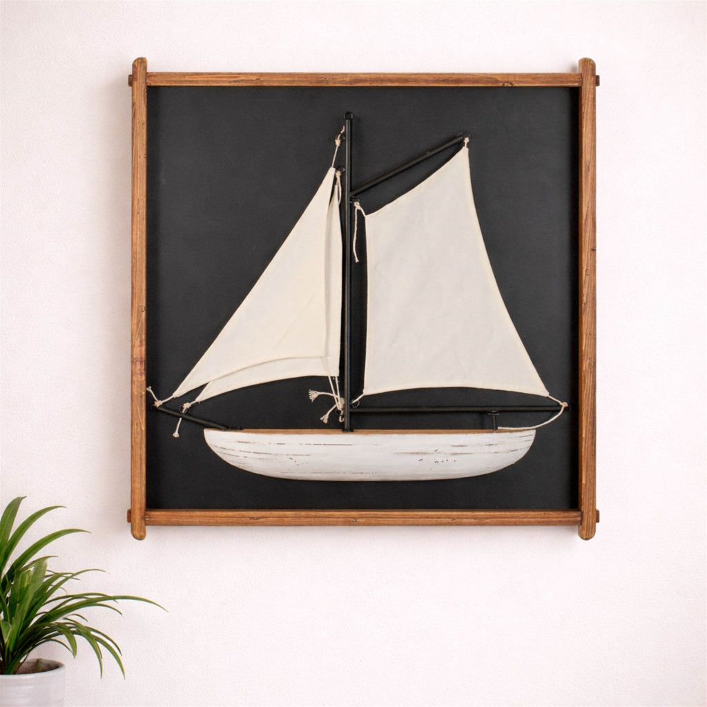 Framed 3D Sailboat Wall Art 30"SQ