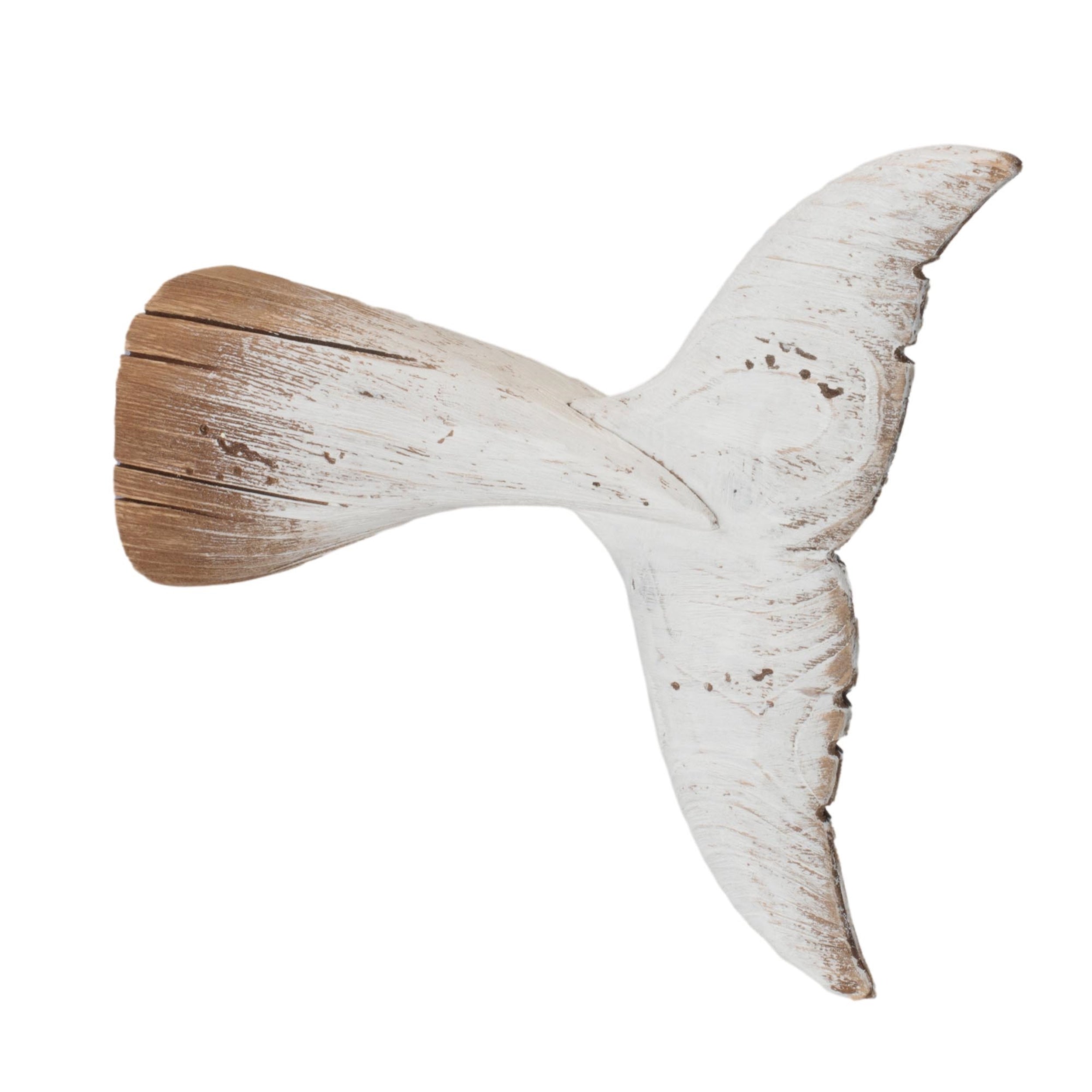 Fir Wood Whale Tail Wall Accent 11.5"L