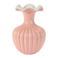 Ribbed Ruffle Rim Vase 8"H