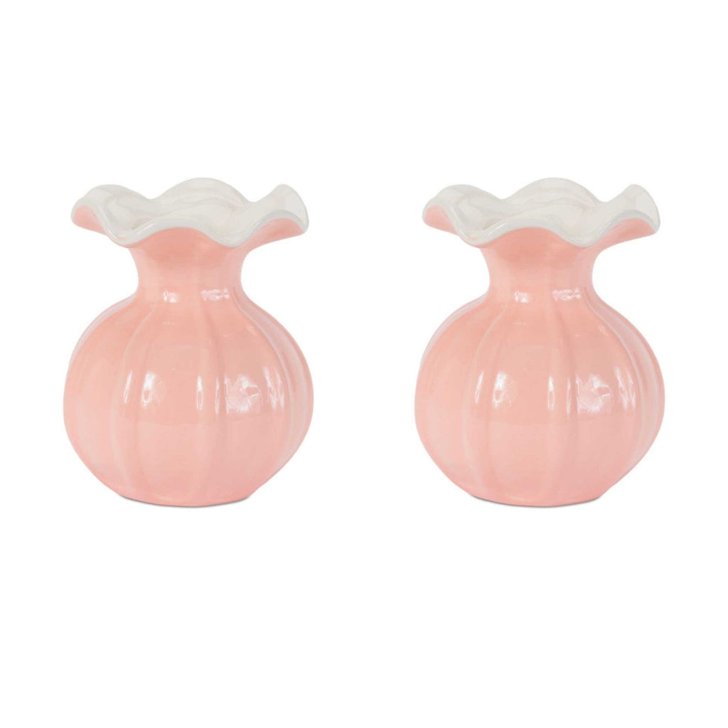 Ribbed Ruffle Rim Vase (Set of 2)