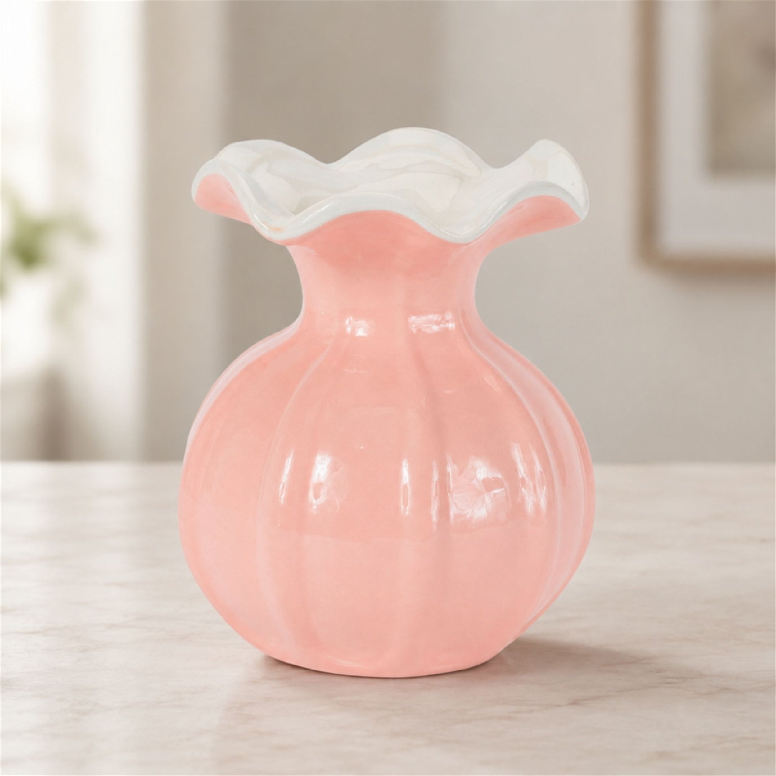 Ribbed Ruffle Rim Vase (Set of 2)