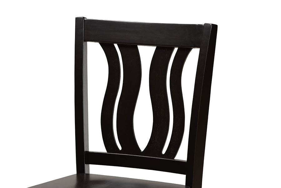 Baxton Studio Fenton Modern and Contemporary Transitional Dark Brown Finished Wood 2-Piece Counter Stool Set