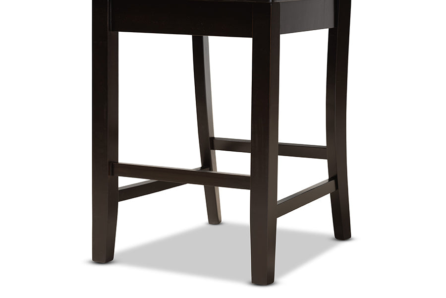 Baxton Studio Fenton Modern and Contemporary Transitional Dark Brown Finished Wood 2-Piece Counter Stool Set