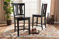 Baxton Studio Fenton Modern and Contemporary Transitional Dark Brown Finished Wood 2-Piece Counter Stool Set