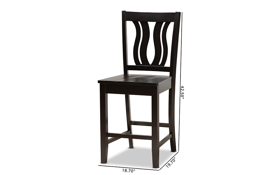 Baxton Studio Fenton Modern and Contemporary Transitional Dark Brown Finished Wood 2-Piece Counter Stool Set