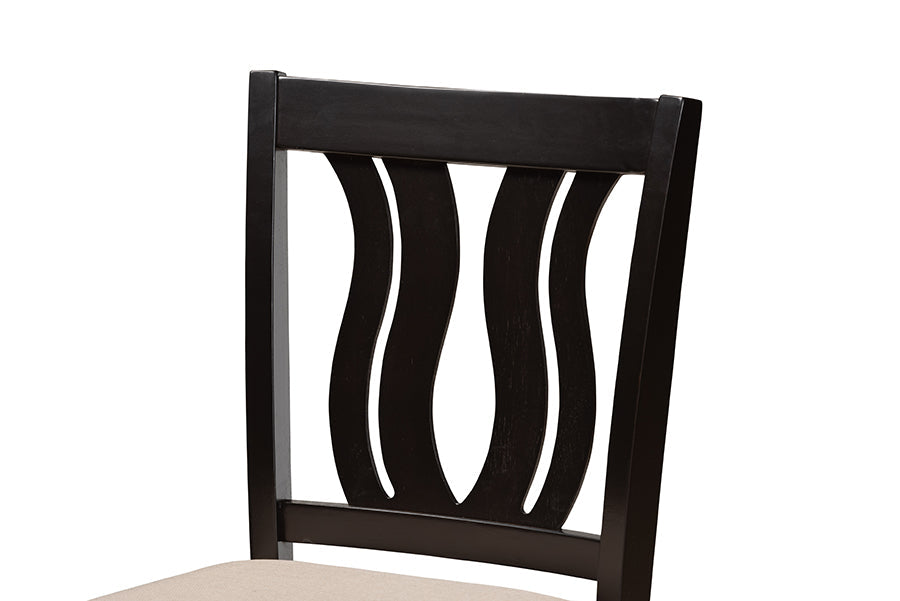 Baxton Studio Fenton Modern and Contemporary Transitional Sand Fabric Upholstered and Dark Brown Finished Wood 2-Piece Counter Stool Set