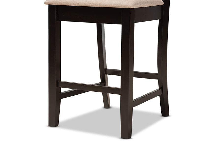Baxton Studio Fenton Modern and Contemporary Transitional Sand Fabric Upholstered and Dark Brown Finished Wood 2-Piece Counter Stool Set