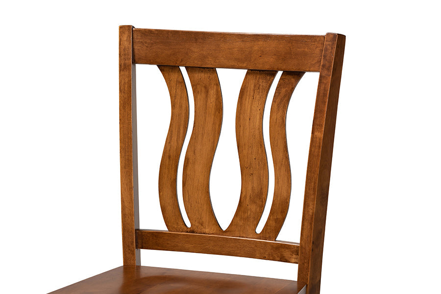 Baxton Studio Fenton Modern and Contemporary Transitional Walnut Brown Finished Wood 2-Piece Counter Stool Set