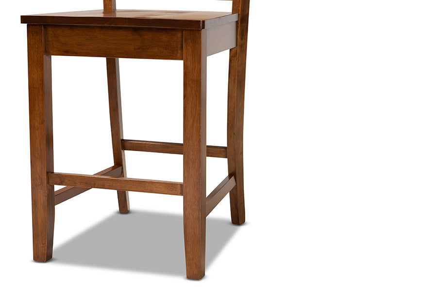 Baxton Studio Fenton Modern and Contemporary Transitional Walnut Brown Finished Wood 2-Piece Counter Stool Set