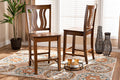 Baxton Studio Fenton Modern and Contemporary Transitional Walnut Brown Finished Wood 2-Piece Counter Stool Set